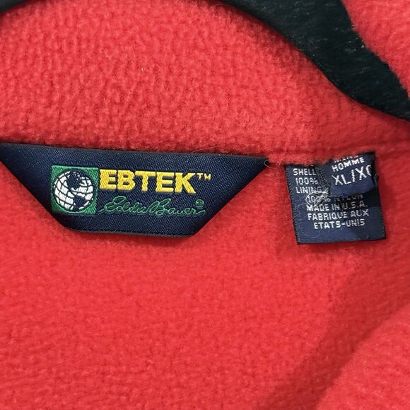 Vintage Eddie Bauer EBTEK Men’s‎ Red Polartec Fleece Jacket Size Xlarge Made USA - Picture 3 of 5